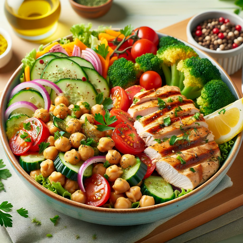 Image of Chickpea Salad with Grilled Chicken